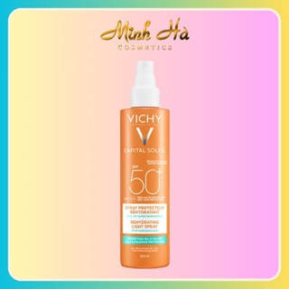 Xịt chống nắng Vichy Capital Soleil Spray Protecteur Rehydratant Light Spray SPF50+ 200ml tiện lợi bảo vệ da