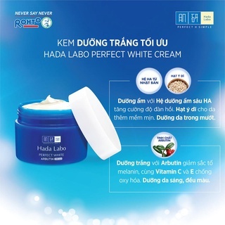 Kem dưỡng Hada Labo Perfect White Arbutin Cream 50g giúp dưỡng trắng đều màu da