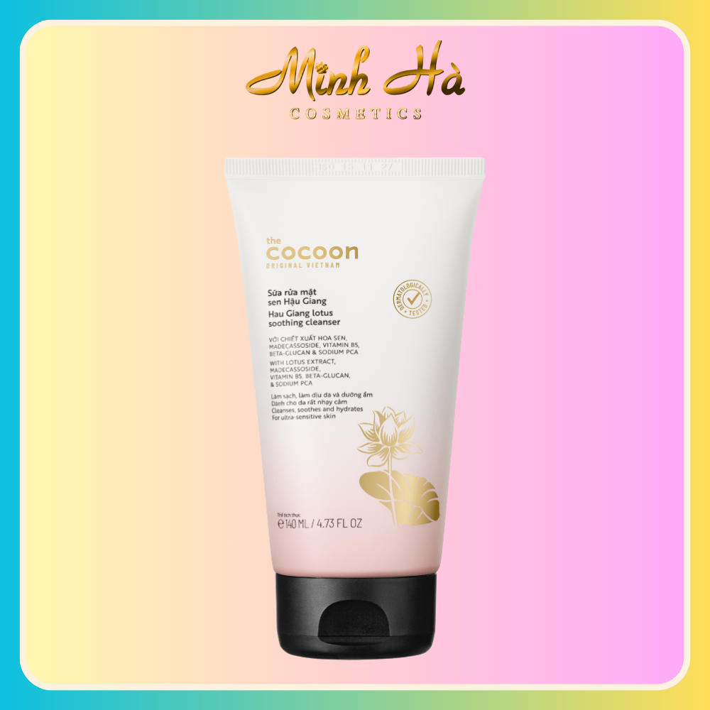 Sữa rửa mặt Cocoon sen Hậu Giang 140ml làm sạch sâu duy trì độ ẩm tự nhiên cho da