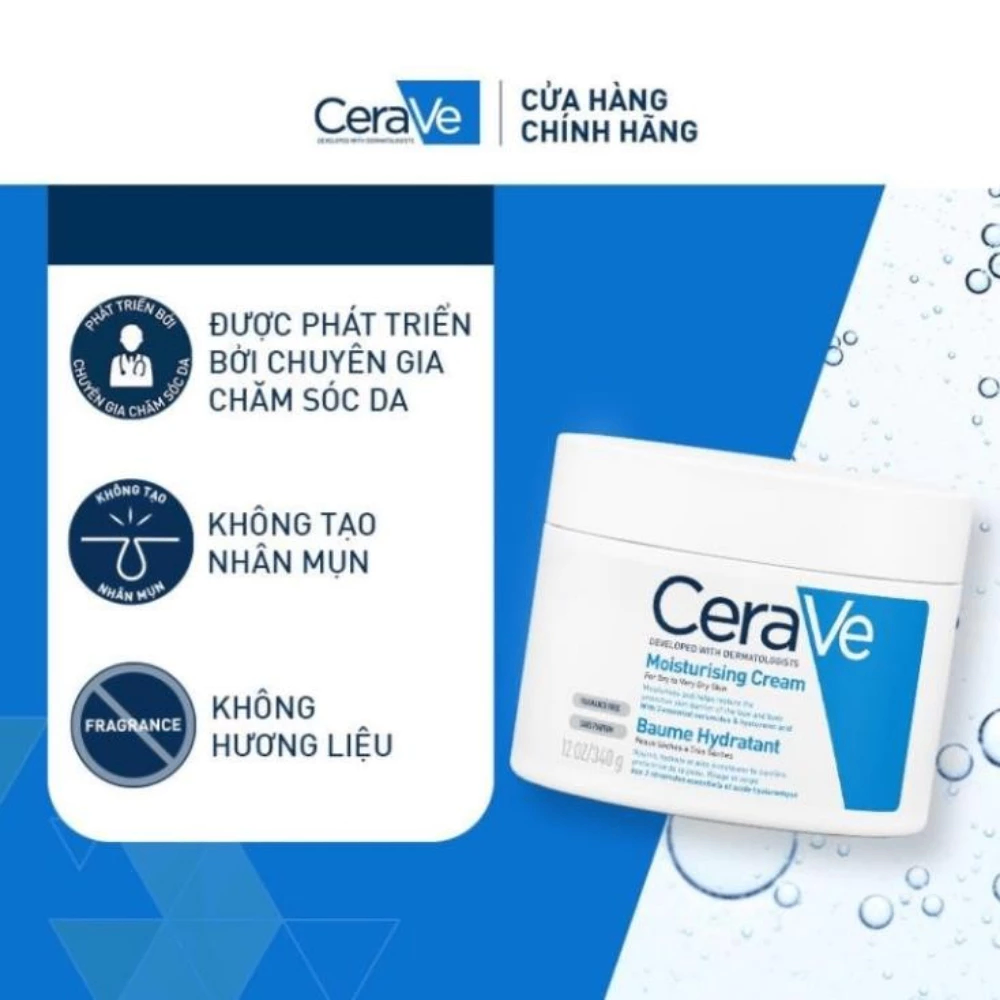 Kem dưỡng ẩm dành cho da khô Cerave Moisturising Cream 50/340g dưỡng ẩm chuyên sâu phục hồi da