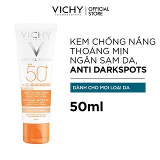 Kem chống nắng Vichy Capital Soleil SPF50+ Anti Taches 3 En 1 50ml che khuyết điểm, không nhờn rít