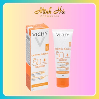 Kem chống nắng Vichy Capital Soleil SPF50+ Anti Taches 3 En 1 50ml che khuyết điểm, không nhờn rít