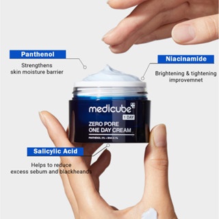 Kem dưỡng Medicube Zero Pore One Day Cream 50ml giúp se khít lỗ chân lông, giảm mụn đầu đen và kiểm soát bã nhờn