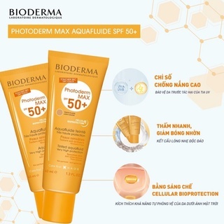 Kem chống nắng Bioderma Photoderm MAX Aquafluide SPF 50+ 40ml kiềm dầu giảm bóng nhờn