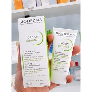 Kem dưỡng ẩm Bioderma Sebium Sensitive Soothing Anti-Blemish Care 30ml dành cho da mụn, nhạy cảm