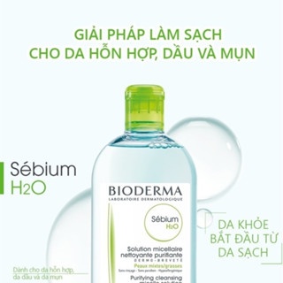 Nước tẩy trang Bioderma Sebium H2O & Crealine H2O Micelle Solution 500ml tẩy sạch sâu làm dịu da bị tổn thương