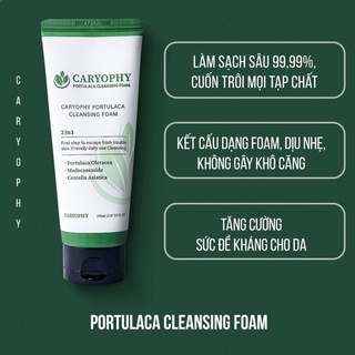 Sữa rửa mặt Caryophy Portulaca Cleansing Foam 150ml giúp làm sạch sâu, dưỡng ẩm, chăm sóc làn da tổn thương