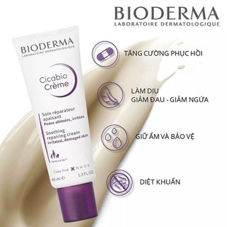 Kem dưỡng ẩm Bioderma Cicabio Soothing Repairing Crème 40ml giúp phục hồi và làm dịu da