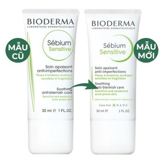 Kem dưỡng ẩm Bioderma Sebium Sensitive Soothing Anti-Blemish Care 30ml dành cho da mụn, nhạy cảm