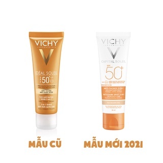 Kem chống nắng Vichy Capital Soleil SPF50+ Anti Taches 3 En 1 50ml che khuyết điểm, không nhờn rít