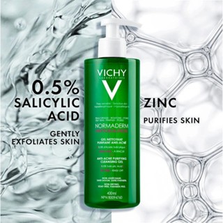Gel rửa mặt Vichy Normaderm Phytosolution 50/400ml giảm lượng dầu thừa trên da làm dịu da