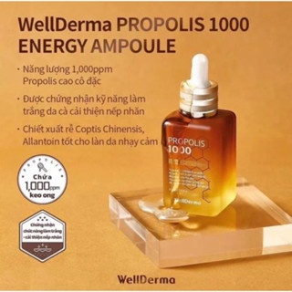 Tinh chất keo ong Wellderma Propolis 1000 Energy Ampoule 50ml làm dịu da nhanh chóng.