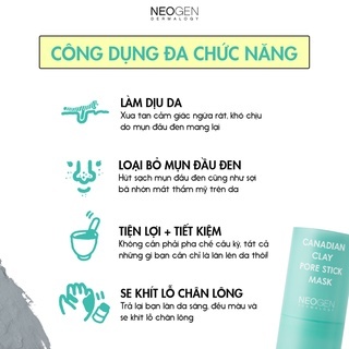 Thanh lăn mụn đầu đen Neogen Dermalogy Canadian Clay Pore Stick Mask 28g giúp se khít lỗ chân lông