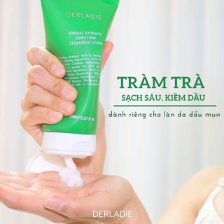 Sữa rửa mặt Derladie tràm trà Herbal Extract Care Deep 150ml sạch sâu, kiềm dầu dành cho làn da dầu mụn