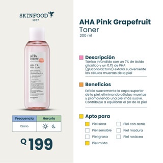 Toner SKINFOOD AHA Citrus Paradisi 200ml cải thiện kết cấu da thô ráp và mang lại làn da mịn màng