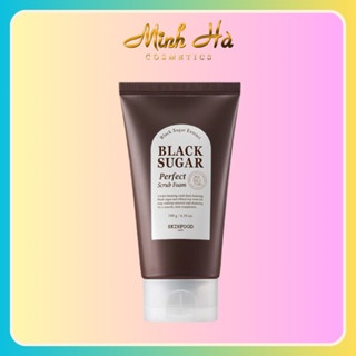 Sữa rửa mặt SKINFOOD Black Sugar Perfect Scrub Foam 180g làm sạch sâu với tẩy tế bào chết dưỡng ẩm