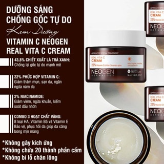 Kem dưỡng Neogen Dermalogy Real Vita C Cream 50ml dưỡng trắng da phục hồi làn da cháy nắng