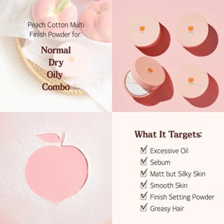 Phấn phủ bột SKINFOOD Peach Cotton Multi Finish Powder 15g phấn mịn mang lại lớp phủ nhẹ