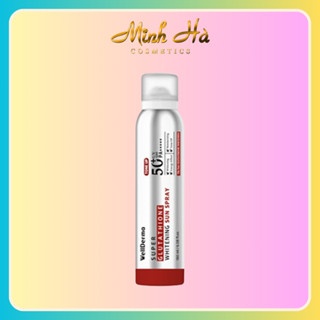 Xịt chống nắng Wellderma Super Glutathione Brightening Sun Spray SPF50+ PA+++ 180ml phun sương tiện lợi bảo vệ da
