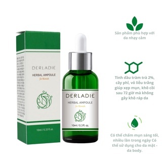 Chấm mụn tràm trà Derladie Herbal Ampoule For Blemish 10ml giảm sưng, giảm thâm