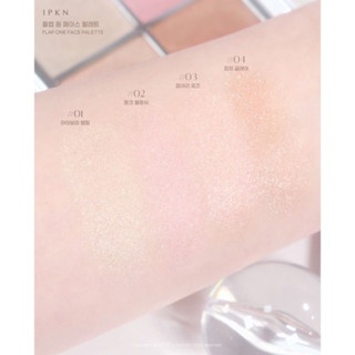 Phấn bắt sáng 4 ô Highlight IPKN Flap One Face Pace Palette 9.6G ô màu lấp lánh tạo độ glow rạng rỡ tự nhiên