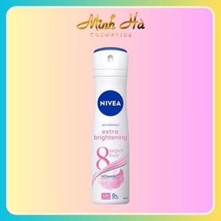 Xịt khử mùi nữ trắng mịn mờ vết thâm Nivea Extra Whitening 150ml giảm tiết mồ hôi ngăn mùi hiệu quả