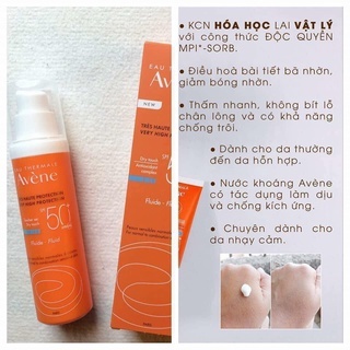 Kem chống nắng Avene Dry Touch Fluid SPF 50+ 50ml giúp làm dịu nhẹ làn da, chống kích ứng