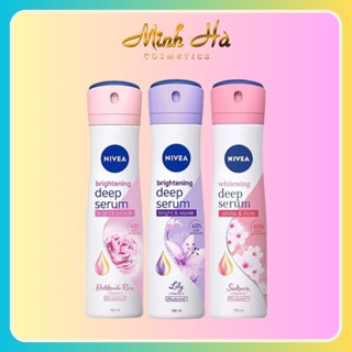 Xịt khử mùi Nivea Brightening Whitening Deep Serum 150ml giúp da khô thoáng hương thơm dịu nhẹ