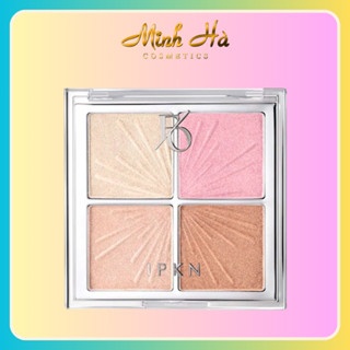 Phấn bắt sáng 4 ô Highlight IPKN Flap One Face Pace Palette 9.6G ô màu lấp lánh tạo độ glow rạng rỡ tự nhiên