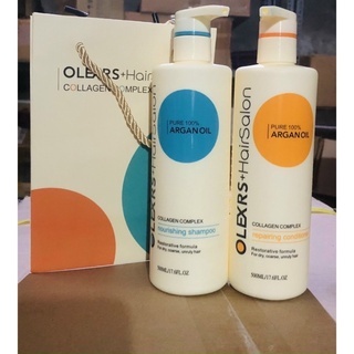 Cặp gội xả Olexrs Hair Salon Argan Oil Collagen Complex 500/960ml hỗ trợ mọc tóc, dưỡng tóc mềm mượt