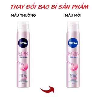 Xịt khử mùi Nivea Extra White Serum Spray Whitening Skin 100ml dưỡng da sáng mịn, giảm tiết mồ hôi và ngăn mùi suốt 48h