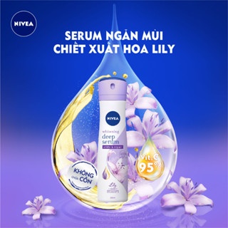 Xịt khử mùi Nivea Brightening Whitening Deep Serum 150ml giúp da khô thoáng hương thơm dịu nhẹ