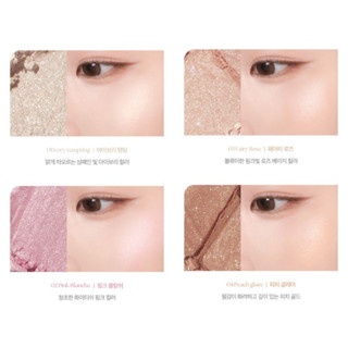 Phấn bắt sáng 4 ô Highlight IPKN Flap One Face Pace Palette 9.6G ô màu lấp lánh tạo độ glow rạng rỡ tự nhiên