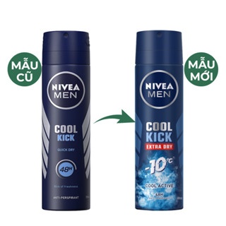 Xịt khử mùi Nivea Men Cool Kick Extra Dry 150ml thoải mái năng động cả ngày dài