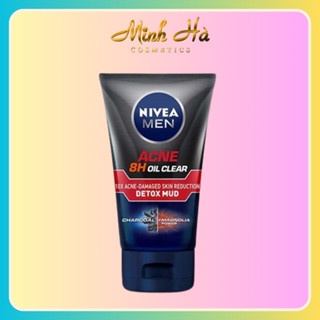 Sữa rửa mặt Nivea Men Acne 8h Oil Clear ngăn ngừa mụn 100g lọc sạch bụi bẩn, ô nhiễm tận sâu lỗ chân lông