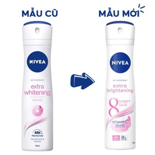 Xịt khử mùi nữ trắng mịn mờ vết thâm Nivea Extra Whitening 150ml giảm tiết mồ hôi ngăn mùi hiệu quả