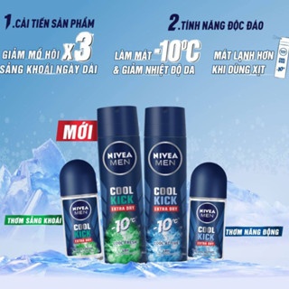Xịt khử mùi Nivea Men Cool Kick Extra Dry 150ml thoải mái năng động cả ngày dài