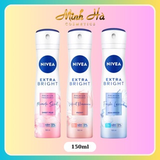 Xịt khử mùi Nivea Extra Bright Premium Fragrance 150ml giúp làm sáng và mịn vùng da nách