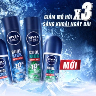 Xịt khử mùi Nivea Men Cool Kick Extra Dry 150ml thoải mái năng động cả ngày dài