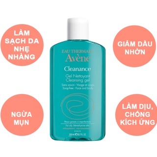 Sữa rửa mặt Avene Cleanance Cleansing Gel 200ml dạng gel cho da nhờn, mụn
