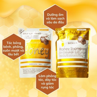 Dầu gội xả mật ong Biorica Honey túi vàng 360ml phục hồi, làm mềm giúp tóc chắc khỏe