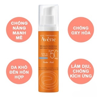 Kem chống nắng Avene Dry Touch Fluid SPF 50+ 50ml giúp làm dịu nhẹ làn da, chống kích ứng