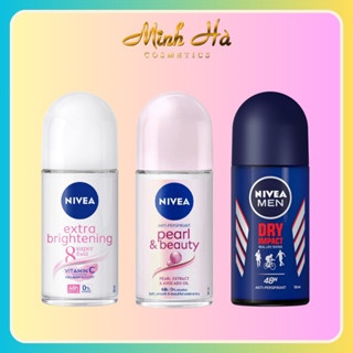 Lăn khử mùi Nivea Extra brightening Nữ Pearl & Beauty Nữ Dry impact cho nam 25/50ml dạng lăn nhỏ gọn, dễ bỏ túi
