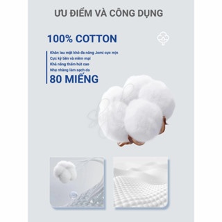 Khăn lau mặt khô Jomi 80 tờ đa năng, siêu thấm hút, mềm mại cho da