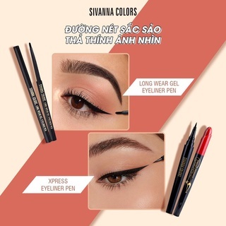 Kẻ mắt Sivanna Color Deep Black Xpress Rose Cat Eyeliner Pen WaterProof siêu mảnh 2g chống thấm nước, không bị trôi