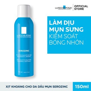 Xịt khoáng La Roche-Posay Serozinc 150ml làm dịu da giảm bóng nhờn cho da dầu mụn