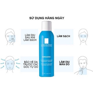 Xịt khoáng La Roche-Posay Serozinc 150ml làm dịu da giảm bóng nhờn cho da dầu mụn