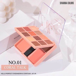 Bảng phấn mắt 12 ô Sivanna Color Hello Perfect Eyeshadow & Contour HF178 25.4g màu tự nhiên dễ dùng