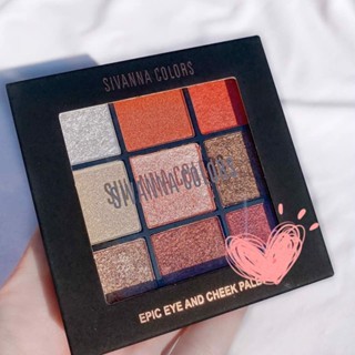 Bảng phấn má hồng & mắt Sivanna Colors Epic Eye And Cheek Palette HF4034 24g tông màu đỏ hồng nhũ vàng