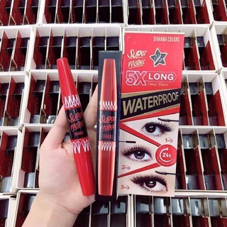Mascara 2 đầu Sivanna Colors Super Model 5X Long Deep Black 4.5g uốn cong và làm dày, dài mi